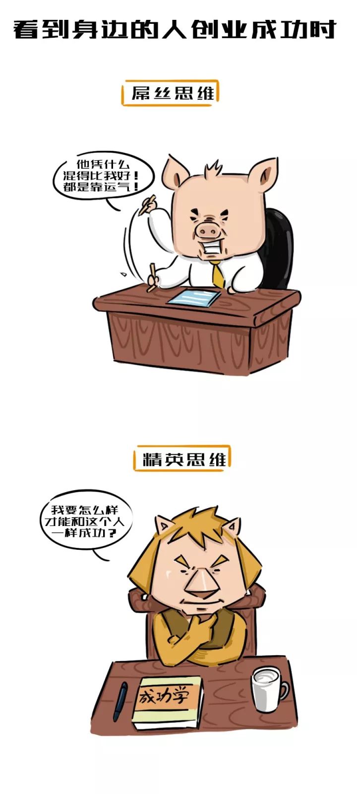 一張圖看懂創(chuàng)業(yè)路上的屌絲思維和精英思維5